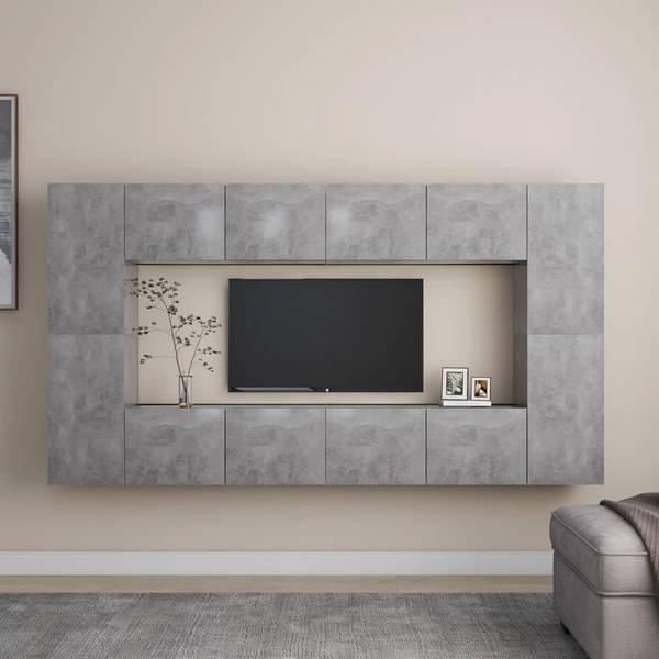 TV-Schrank 8er Set D251 Grau - Holzwerkstoff - 30 x 30 x 80 cm