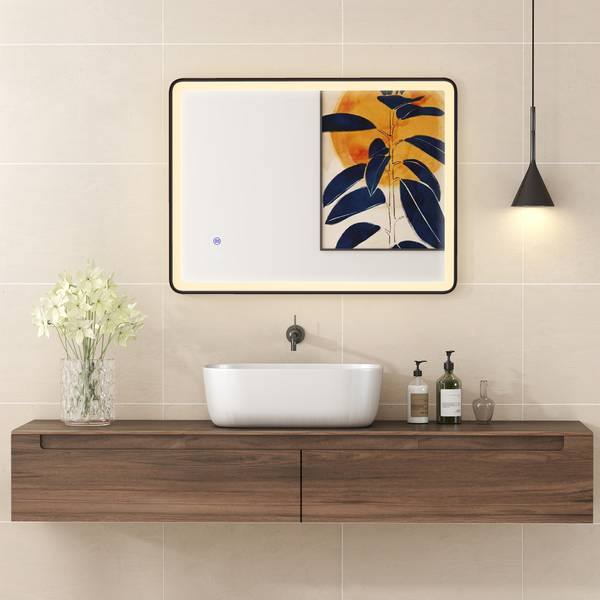 Badkamerspiegel 834-908V00BK zwart - glas - 5 x 60 x 80 cm