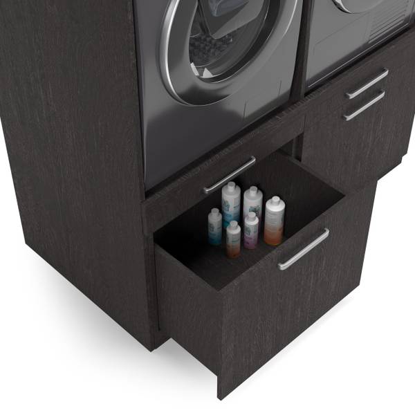 Waschmaschinenschrank Vienna Schwarz - Holzwerkstoff - 253 x 235 x 70 cm