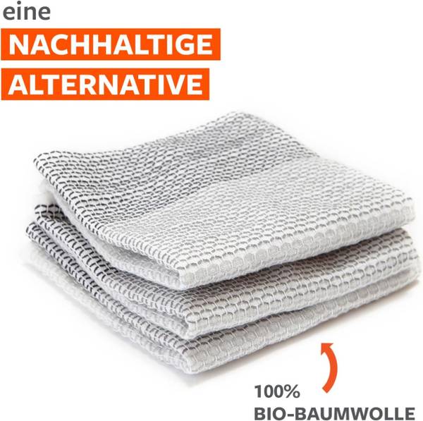 Spültücher Tidy (3er Set) Grau - Baumwollstoff - 31 x 31 x 1 cm