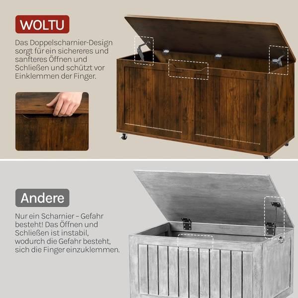 Sitzbank SUB004 mit Stauraum Braun - Holzwerkstoff - 100 x 50 x 40 cm