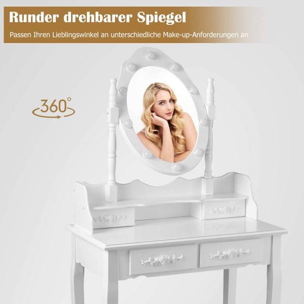 Schminktisch mit Hocker Frisiertisch Weiß - Holzwerkstoff - 40 x 146 x 75 cm