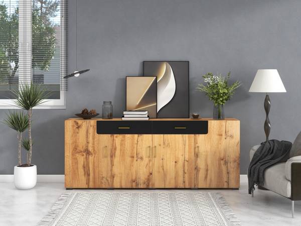 Sideboard Hernon Braun - Holzwerkstoff - 40 x 80 x 208 cm