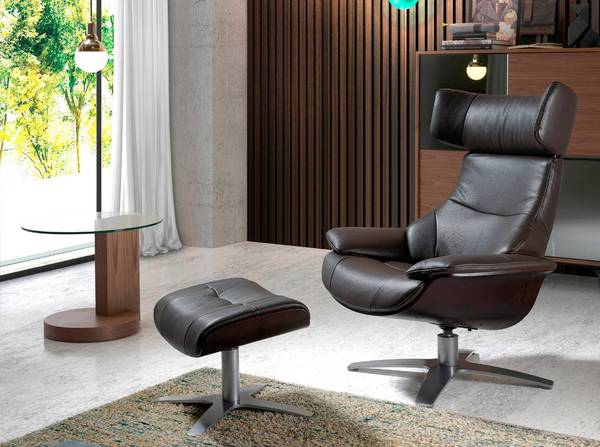 Relax-Drehsessel 5022 Braun - Flachgewebe - Kunstleder - 88 x 105 x 85 cm