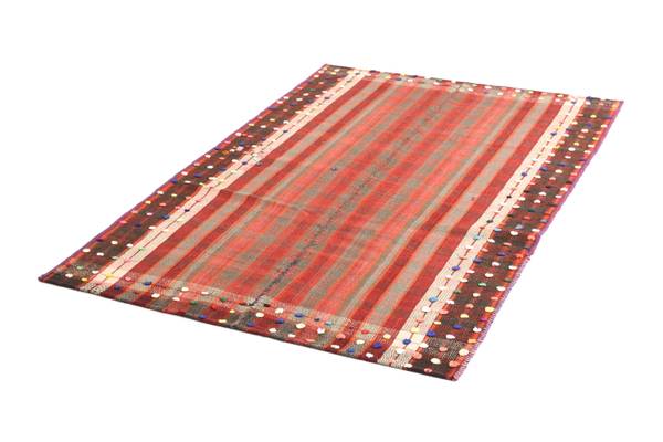 Tapis Jajim CXIII Rouge - Laine - 138 x 1 x 204 cm