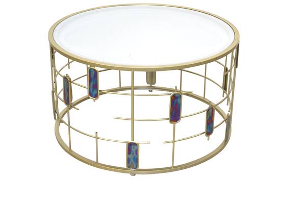 Couchtisch Renate Gold - Eisen - Spiegelglas - 80 x 46 x 80 cm