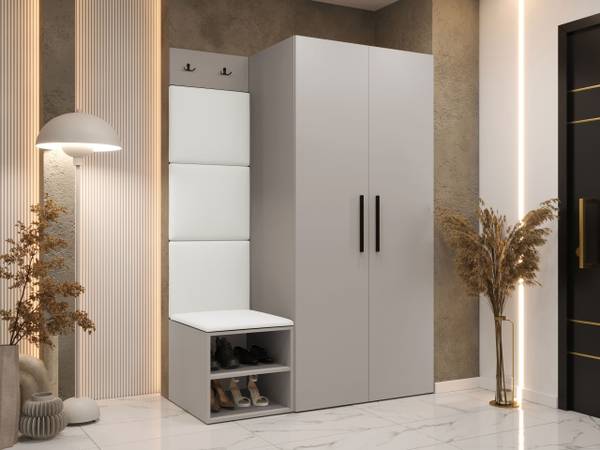 Garderoben-Set Medi IV 7-teilig Beige - Glas Weiß