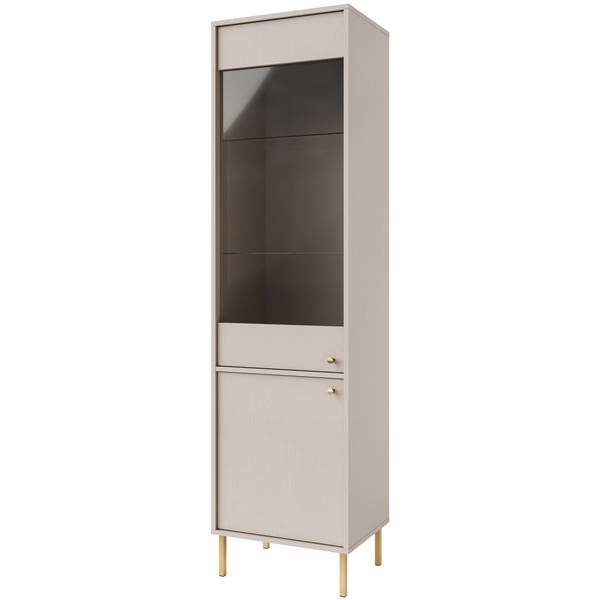 Vitrinekast FLOREN II grijs - plaatmateriaal op houtbasis - 52 x 195 x 41 cm
