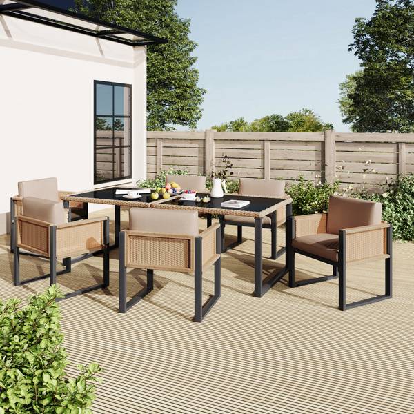 Garten-Essgruppe  Phanes 7-tlg Braun - Kastanienbraun - Khaki