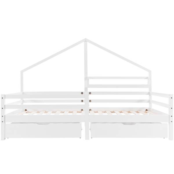 Stauraumbett HomeySHEFⅠ Weiß - Kiefer - 97 x 139 x 207 cm