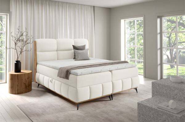 Boxspringbett CHARLIE Ecru - Breite: 125 cm
