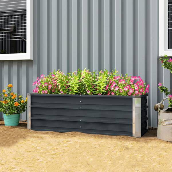 Hochbeet Gartenbeet 643CG Grau - Metall - 125 x 44 x 47 cm