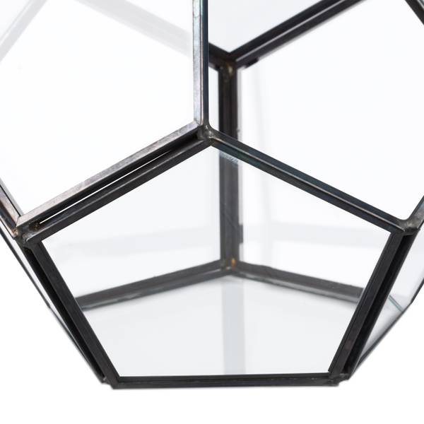 Planten terrarium voor vetplanten zwart - glas - metaal - 14 x 12 x 14 cm