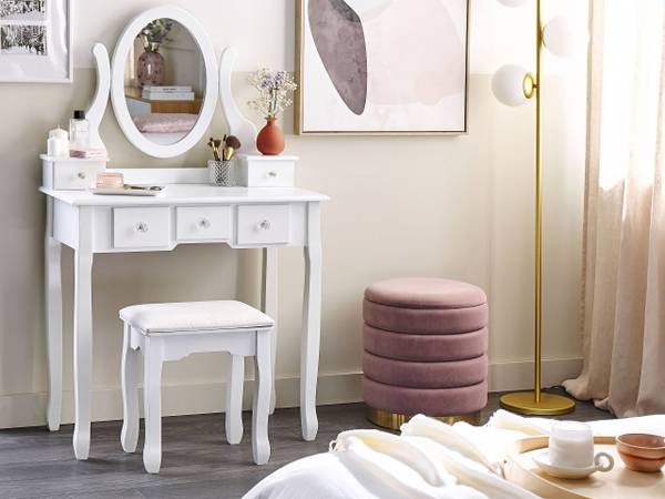 Coiffeuse GALAXIE Beige - Blanc - Bois manufacturé - 80 x 137 x 40 cm