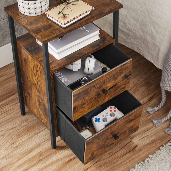 Nachttisch Beistelltisch Barcelona Braun - Holzwerkstoff - 28 x 60 x 38 cm