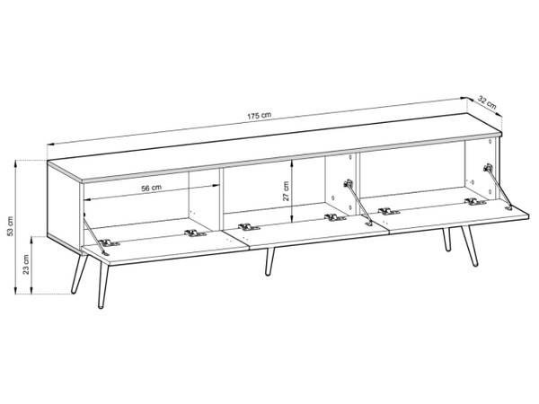 TV-Schrank DIOLO Gold - Weiß - Breite: 175 cm