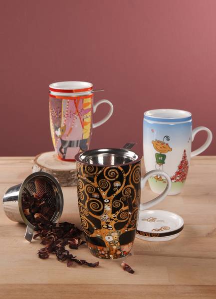 Teetasse Gustav Klimt  Der Lebensbaum Schwarz - Gold - Porzellan - 8 x 14 x 12 cm