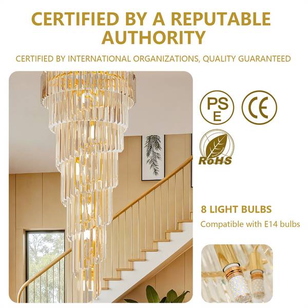 Kronleuchter Aurora Gold - Eisen - Kristallglas - 50 x 160 x 50 cm