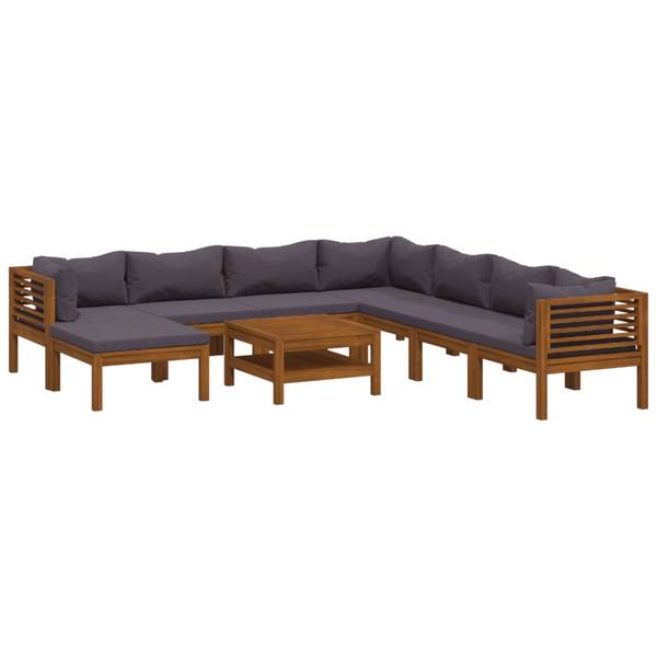 Salon de jardin 3011497-26 lot de 9 Gris foncé - Gris