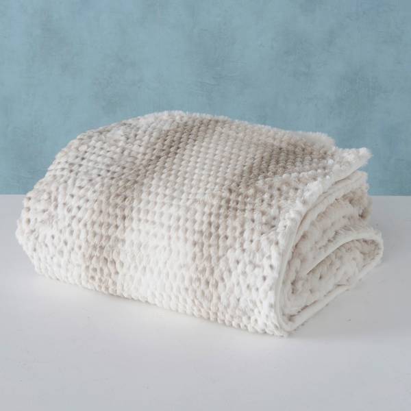 Decke ELDAR Beige - Braun - Weiß - Textil - 150 x 2 x 200 cm