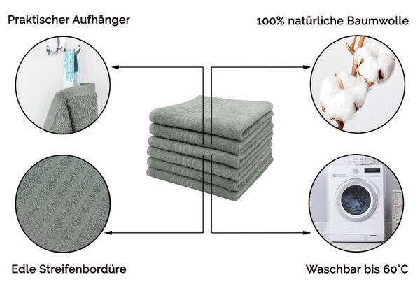 Handtücher 00000457 6er-Set Grau