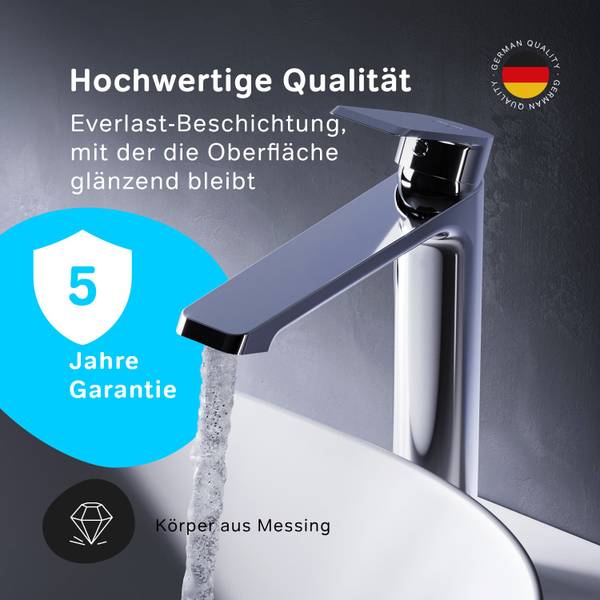 Waschtischarmatur Wasserhahn Flash Silber - Messing - 5 x 26 x 14 cm