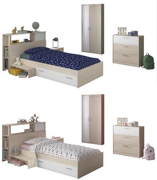 Kinderzimmer Set Charly16 5-teilig Braun - Weiß - Holzwerkstoff - 121 x 180 x 233 cm