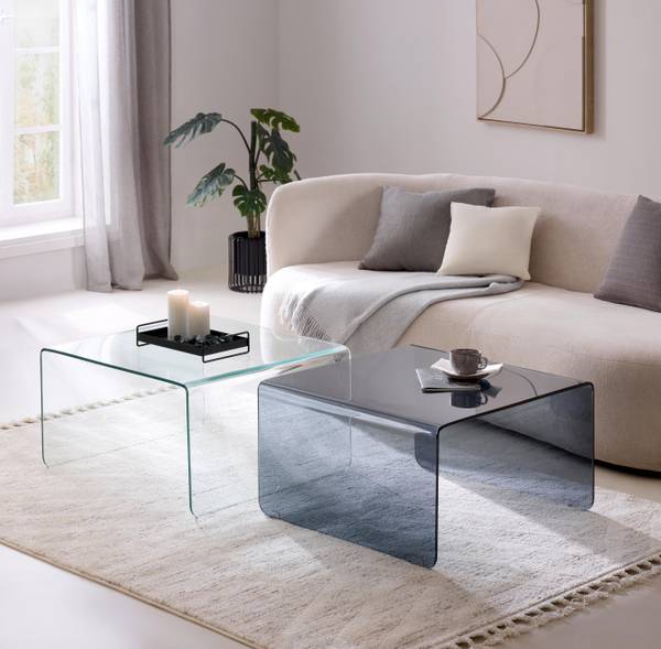 Couchtisch WING Grau - Glas - 70 x 40 x 70 cm
