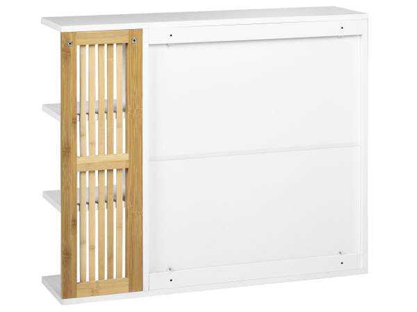 Bad-Spiegelschrank NUBES Braun - Weiß - Bambus - 80 x 70 x 21 cm