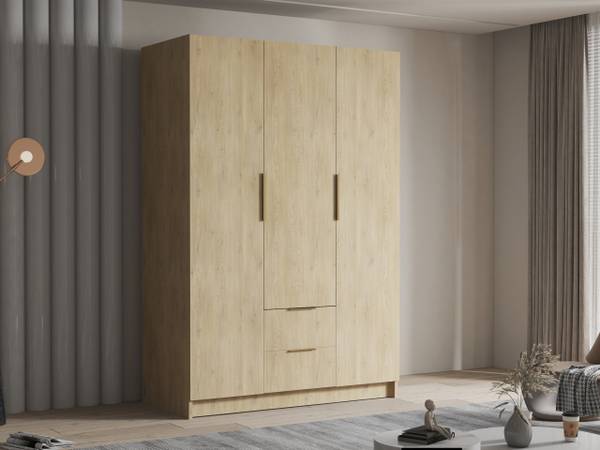 Kleiderschrank Calwi Gold - Eiche