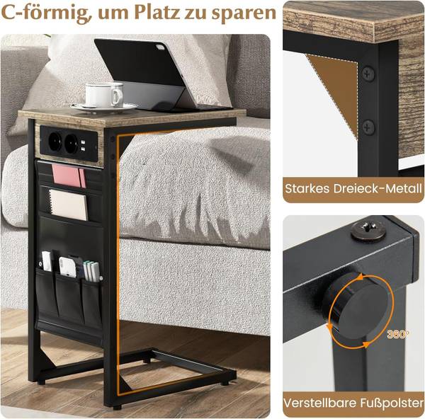 Beistelltisch VH32083PQ-4OR (2er Set) Braun - Holzwerkstoff - 30 x 60 x 40 cm
