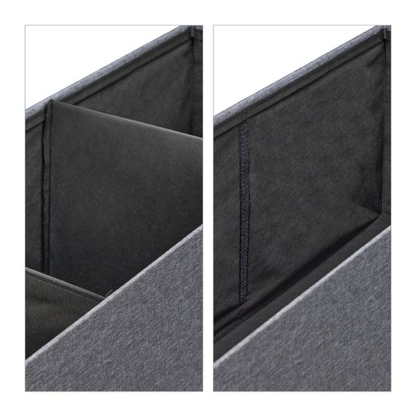 Sitzbank mit 3 Fächern Grau - Polyester - 114 x 39 x 38 cm