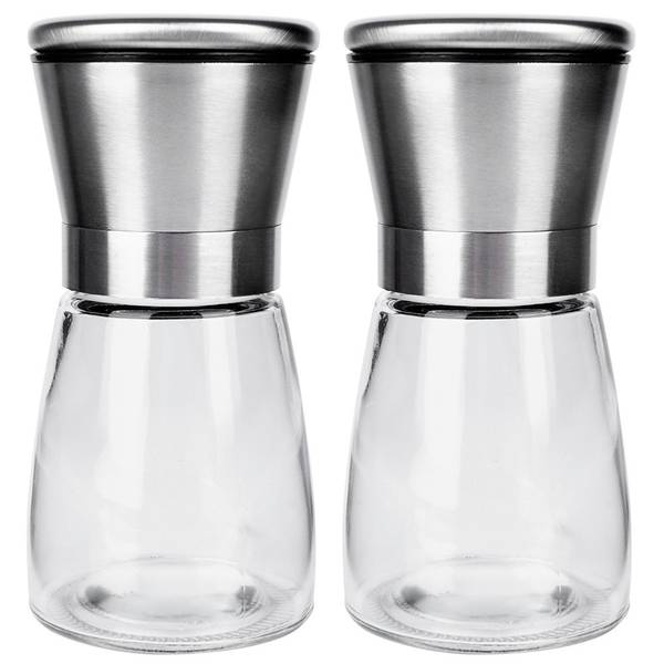 Salz- und Pfeffermühle 2er Set Edelstahl - 7 x 14 x 7 cm