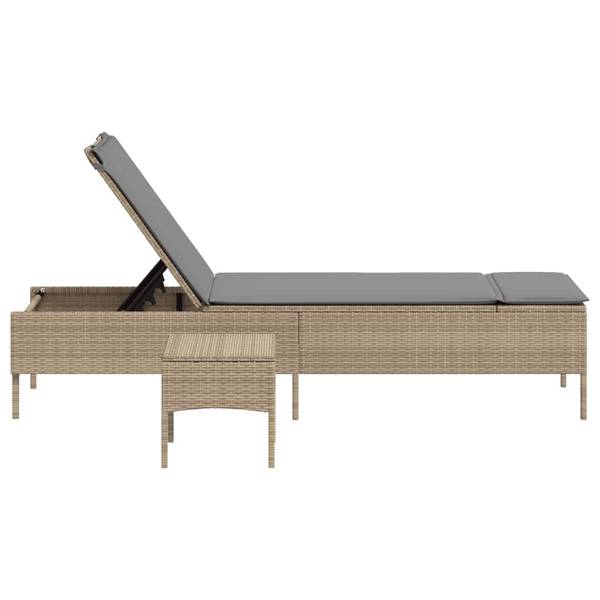 Sonnenliege 3033954-1 4002731 Beige - Grau - Polyrattan - 55 x 97 x 198 cm