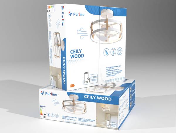 Mini-Deckenventilator CEILY WOOD Weiß - Metall - 40 x 24 x 40 cm