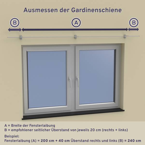 Gardinenschiene 4-Lauf Slimline 2-teilig Breite: 240 cm