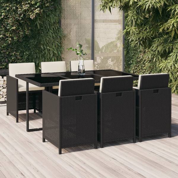 Tuinset 3012316-15 Set van 7 zwart - polyester - polyethyleen - 107 x 74 x 163 cm