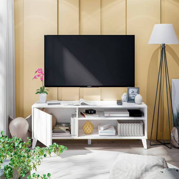 Fernsehschrank Ocosta Weiß - Holzwerkstoff - 135 x 50 x 40 cm