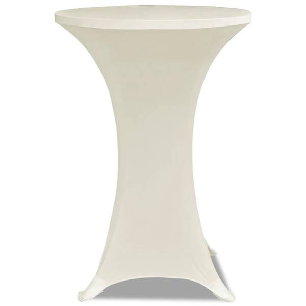 Stretch-Tischhussen 299448-1 (2er Set) Cremeweiß - 80 x 80 cm