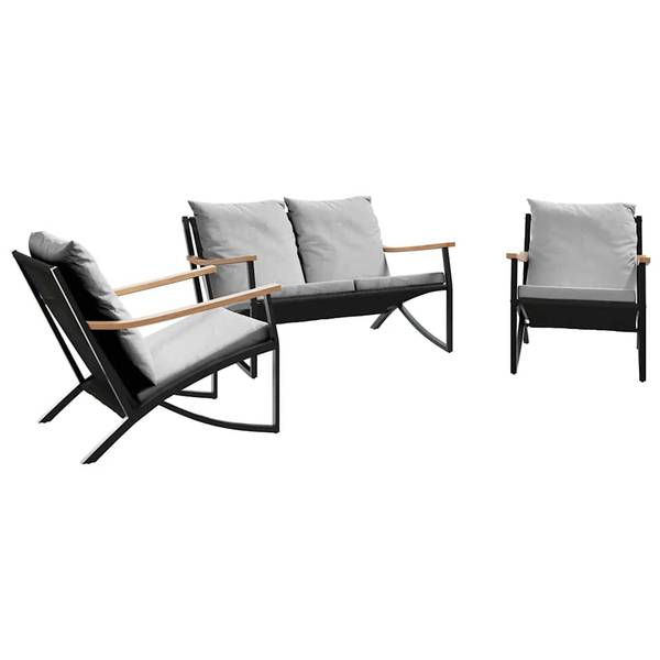 Garten-Lounge-Set 3283637 3-teilig Schwarz - Metall - 65 x 68 x 79 cm