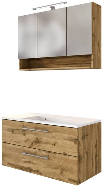 Waschtisch-Set Livorno 100cm Braun - Holzwerkstoff - 100 x 180 x 48 cm