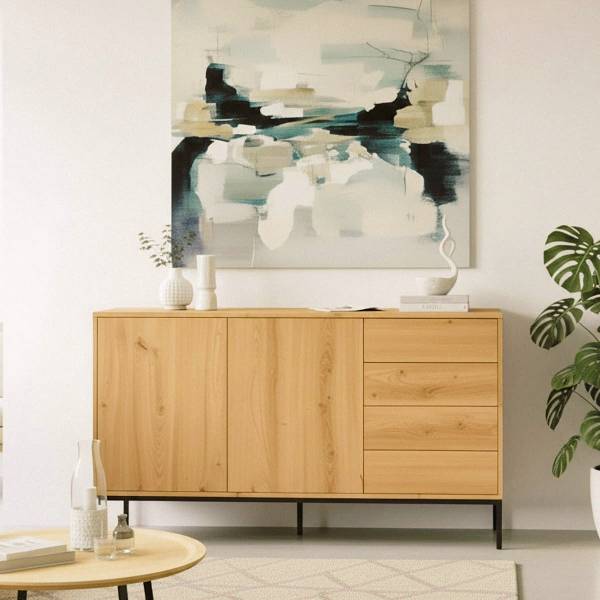 Sideboard LENNY Braun - Holzwerkstoff - 40 x 80 x 140 cm