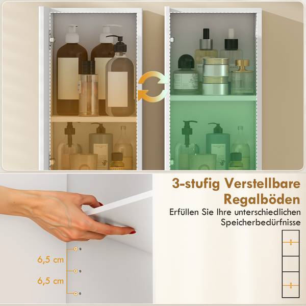 Badezimmerschrank 834-933V90WT Weiß - Holzwerkstoff - 24 x 140 x 30 cm