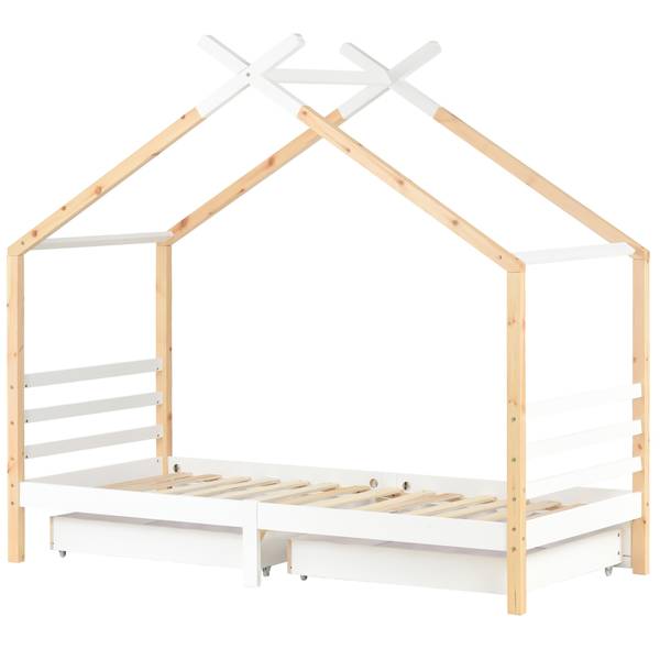 Kinderbed HomeyⅠ wit - grenenhout - 96 x 183 x 210 cm