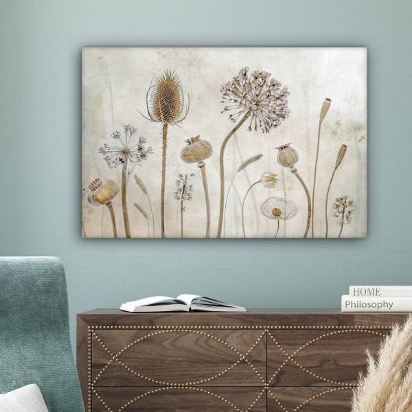 CANVAS SCHILDERIJ Bloemenstilleven 90 x 60 cm