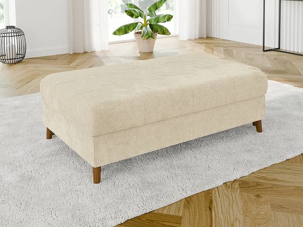 Wohnlandschaft und Hocker Sindre Beige - Ecke davorstehend links