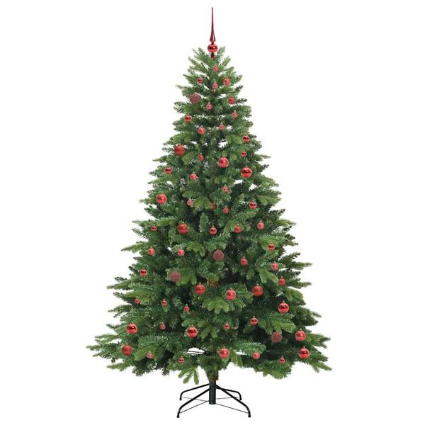 Sapin de Noël artificiel 3700000069-3 Vert - Rouge - 132 x 210 x 132 cm