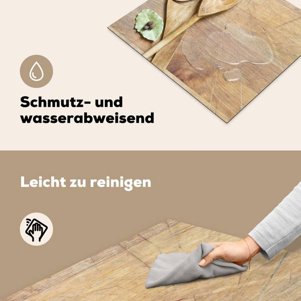 HERDABDECKPLATTE Lachende Löffel Braun - Vinyl - 59 x 52 x 1 cm