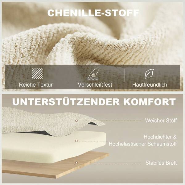 Schlafsofa 83B-790V00BG Beige - Chenille - 90 x 84 x 166 cm