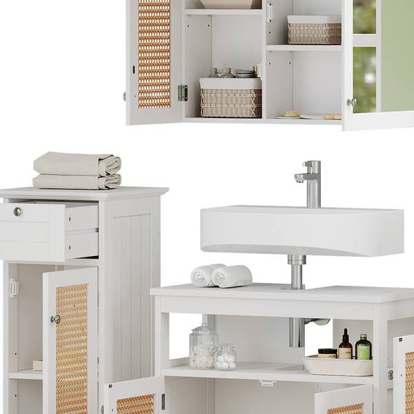 Badmöbel-Set Rosario 40448 5er Set Weiß - Holzwerkstoff - 60 x 60 x 30 cm